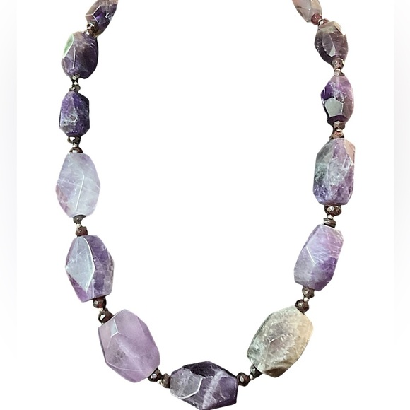 Barse Jewelry - Vintage Barse Amethyst and Garnet Bead Sterling Silver Necklace 120 Grams